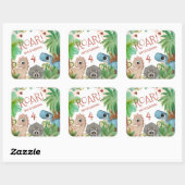 4de verjaardag dinosaurus vierkante sticker (Vel)