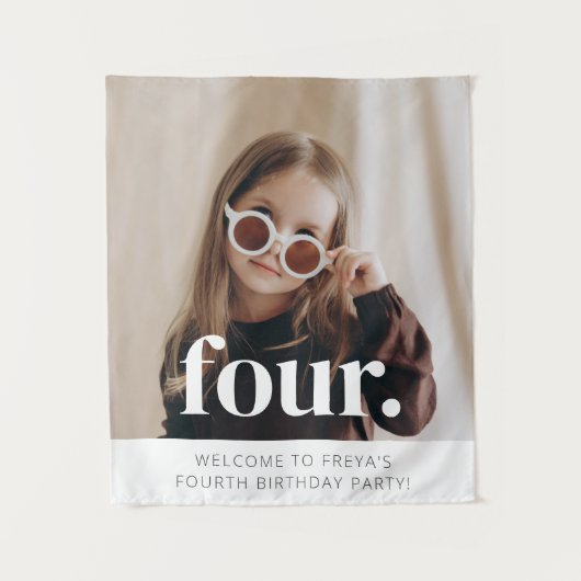 4de verjaardag foto welkomstbord wandkleed (Voorkant)