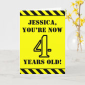 4de verjaardag: Fun Stencil Style Text, Custom Nam Kaart (Gele Bloem)