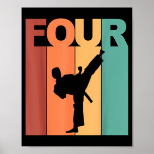 4de verjaardag Karate Taekwondo Thema 4 jaar oud Poster