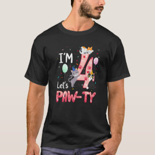 4de verjaardag Meisje Kat Kitten 4 jaar oud Bday P T-shirt