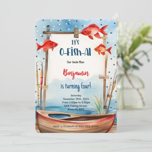 4de verjaardag vissen kaart (Staand voorkant)
