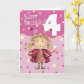 4de verjaardagskaart met leuke kaart (Gele Bloem)