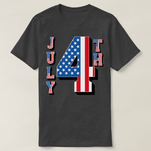 4e Amerikaanse vlaggentekst juli T-shirt (Design voorkant)
