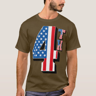  4e Amerikaanse vlagtekst T-shirt