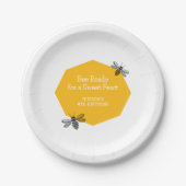 4e Bee Honeycomb Modern Vierde Verjaardag Party Papieren Bordje (Voorkant)