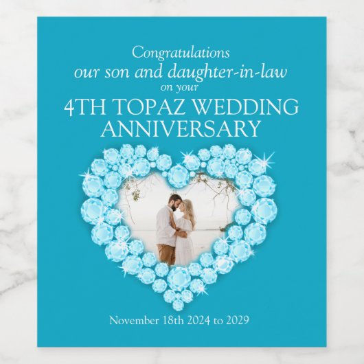 4e blauwe topaz - herdenkingsdag op etiketten met  (Enkel label)