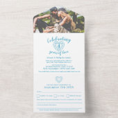 4e blauwe topaz trouwdag RSVP foto All In One Uitnodiging (Binnen)