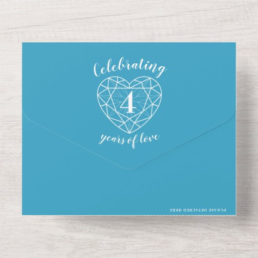 4e blauwe topaz trouwdag RSVP foto All In One Uitnodiging (Achterkant)