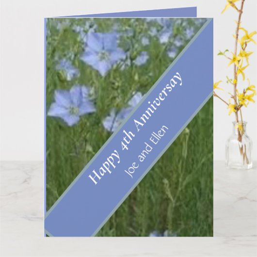 4e bruiloft Jubileum bewerkbaar Kaart (Gele Bloem)