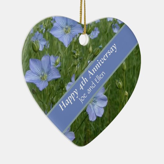 4e bruiloft Jubileum bewerkbaar Keramisch Ornament (Rechts)