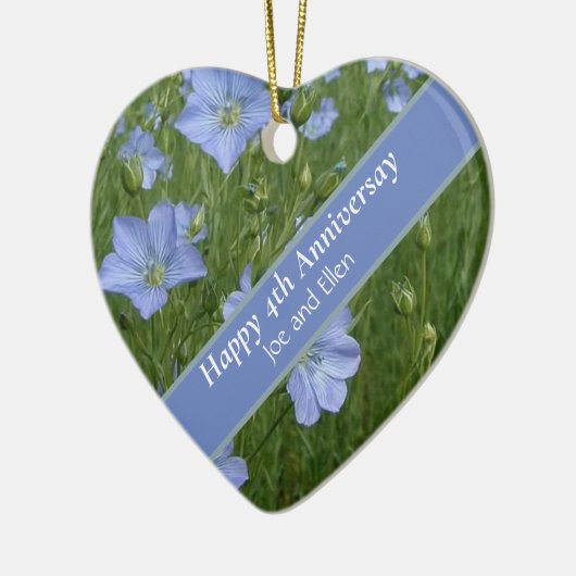 4e bruiloft Jubileum bewerkbaar Keramisch Ornament (Links)