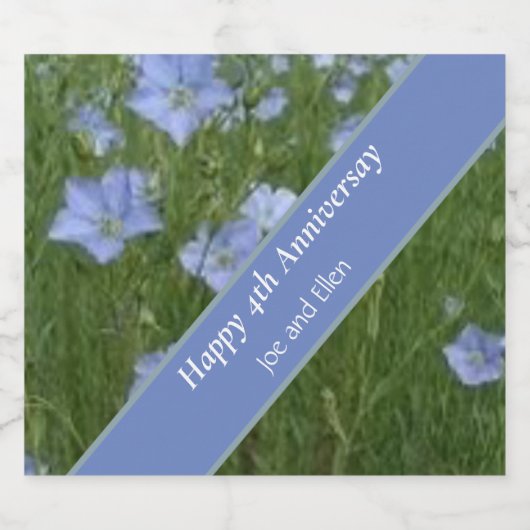 4e bruiloft Jubileum bewerkbaar Sparkling Wijnetiket (Enkel label)