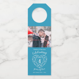 4e bruiloft Jubileum foto topaas edelsteen hart Flessenhanger