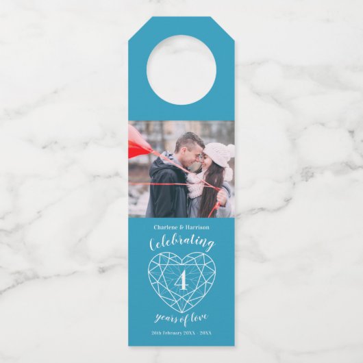 4e bruiloft Jubileum foto topaas edelsteen hart Flessenhanger (Voorkant)