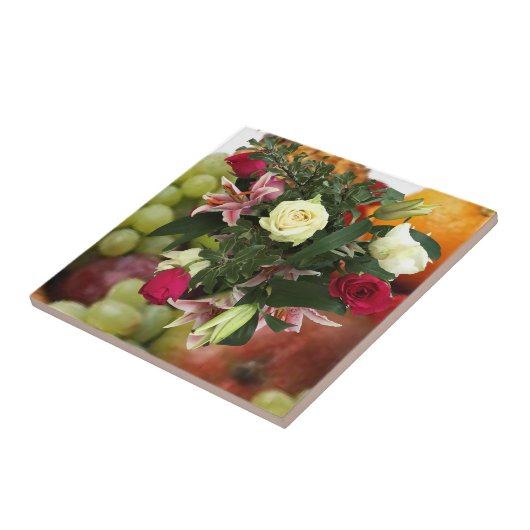 4e bruiloft Jubileum Fruit and Flowers Tegeltje (Zijkant)