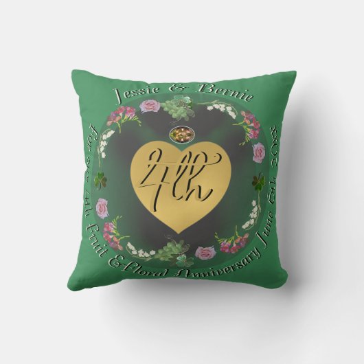 4e bruiloft Jubileum Fruit Bloemen Kussen (Achterkant)