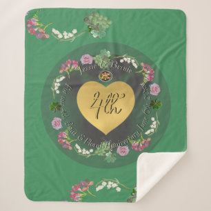4e bruiloft Jubileum Fruit Bloemen Sherpa Deken