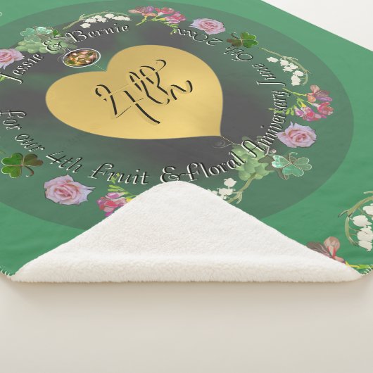 4e bruiloft Jubileum Fruit Bloemen Sherpa Deken (3/4)