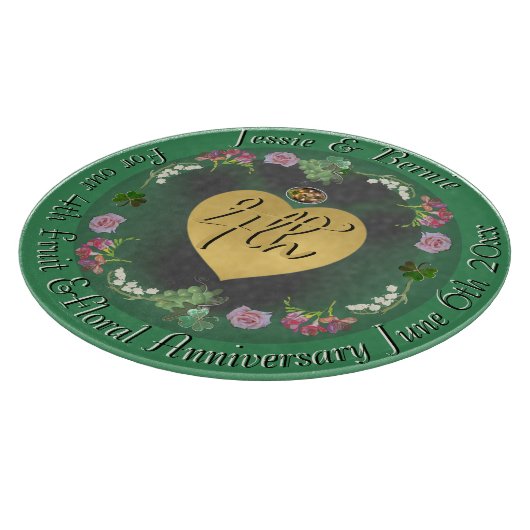 4e bruiloft Jubileum Fruit Bloemen Snijplank (Hoek)