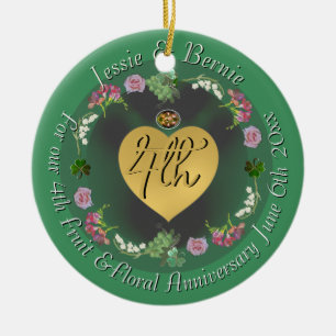 4e bruiloft Jubileum Fruit Floral Foto Keramisch Ornament