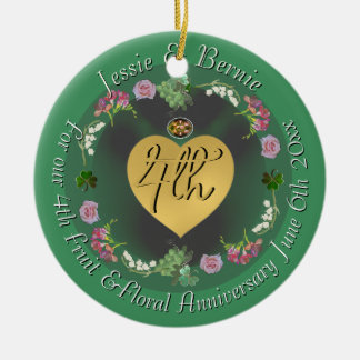 4e bruiloft Jubileum Fruit Floral Foto Keramisch Ornament