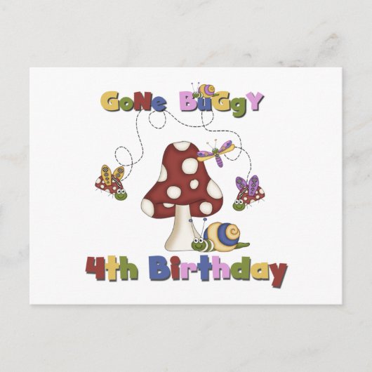 4e Bug Verjaardag Tshirts en geschenken Briefkaart (Voorkant)