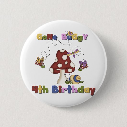 4e Bug Verjaardag Tshirts en geschenken Ronde Button 5,7 Cm (Voorkant)