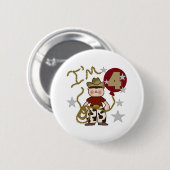 4e Cowboy Birthday Ronde Button 5,7 Cm (Voorkant /achterkant)