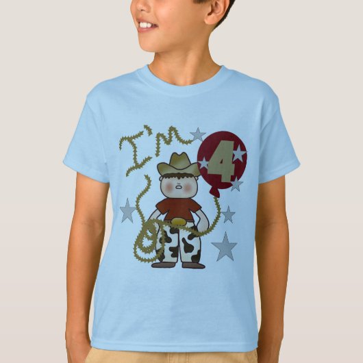 4e Cowboy Verjaardag Tshirts en geschenken (Voorkant)