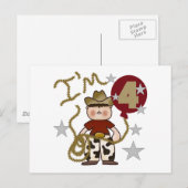 4e Cowboy Verjaardag Tshirts en geschenken Briefkaart (Voorkant / Achterkant)