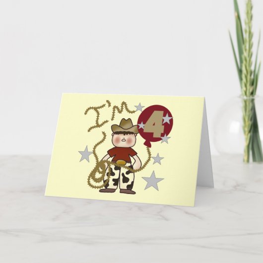 4e Cowboy Verjaardag Tshirts en geschenken Kaart (Voorkant)