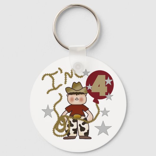 4e Cowboy Verjaardag Tshirts en geschenken Sleutelhanger (Voorkant)