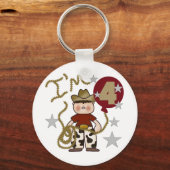 4e Cowboy Verjaardag Tshirts en geschenken Sleutelhanger (Voorkant)