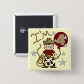 4e Cowboy Verjaardag Tshirts en geschenken Vierkante Button 5,1 Cm (Voorkant /achterkant)