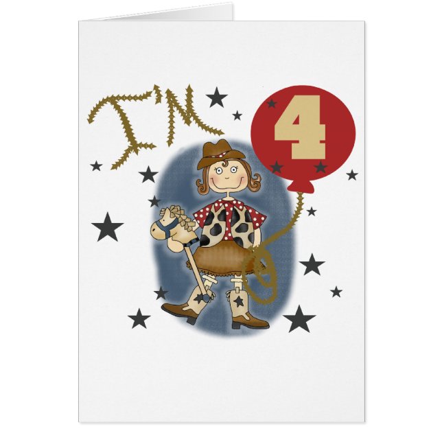 4e Cowgirl Verjaardag Tshirts en geschenken (Voorkant)