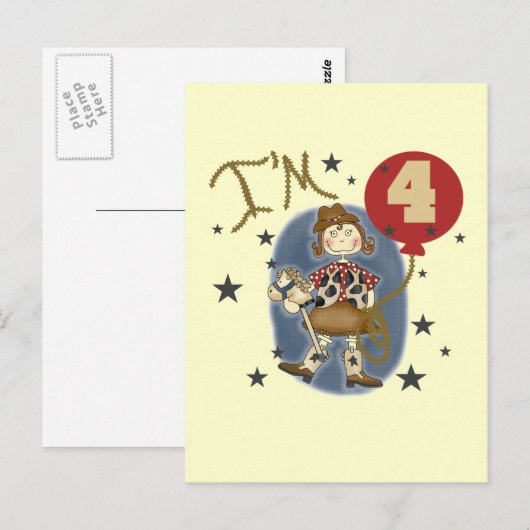 4e Cowgirl Verjaardag Tshirts en geschenken Briefkaart (Voorkant / Achterkant)