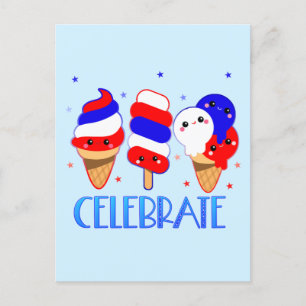 4e dag van de onafhankelijkheid van Ice Cream Cele Briefkaart