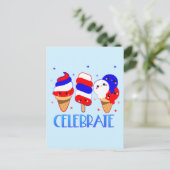 4e dag van de onafhankelijkheid van Ice Cream Cele Briefkaart (Staand voorkant)