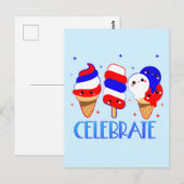 4e dag van de onafhankelijkheid van Ice Cream Cele Briefkaart (Voorkant / Achterkant)