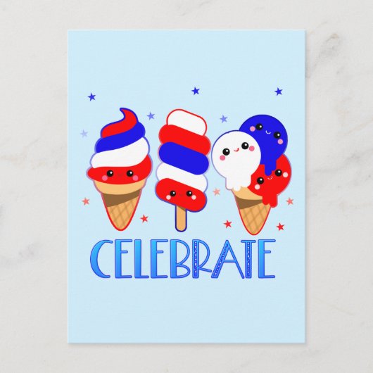 4e dag van de onafhankelijkheid van Ice Cream Cele Briefkaart (Voorkant)