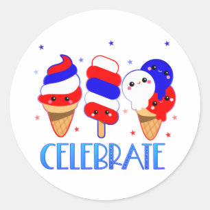 4e dag van de onafhankelijkheid van Ice Cream Cele Ronde Sticker