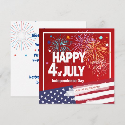 4e dag van de Onafhankelijkheidsdag van de Vakanti Kaart (Voorkant / Achterkant)