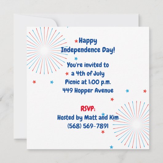 4e dag van de Onafhankelijkheidsdag van de Vakanti Kaart (Achterkant)