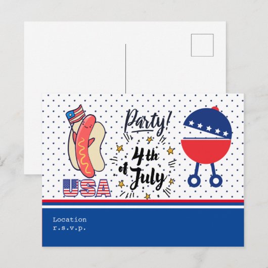 4e dag van de viering van de barbecue Party in jul Briefkaart (Voorkant / Achterkant)