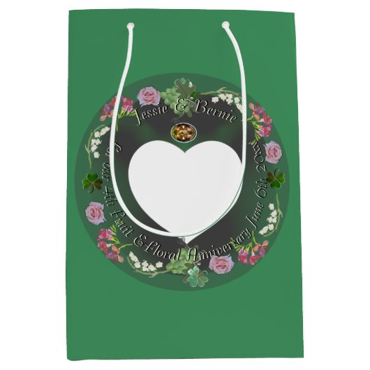 4e Fruit & Floral Jubileum + Foto Gift Bag Medium Cadeauzakje (Voorkant)