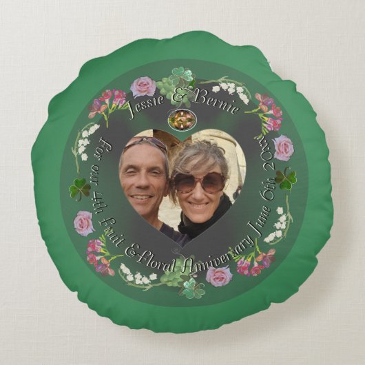 4e Fruit & Floral Jubileum + PhotoRound Pillow Rond Kussen (Achterkant)