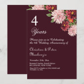 4e Fruit Wedding Jubileum Bourgogne Bloemen Kaart (Voorkant / Achterkant)