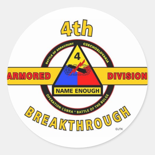4E GEARMOREERDE AFDELING "BREAKTHROUGH" RONDE STICKER (Voorkant)