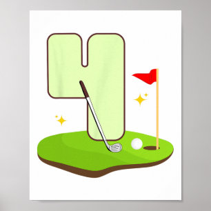 4e Golf Verjaardag Golfer 4 jaar oud Bday Party Ki Poster
